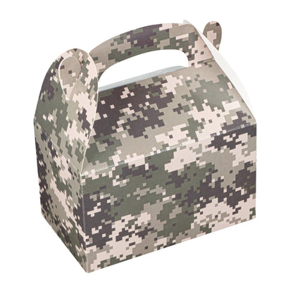 Bio Tek Camouflage Paper Gable Box / Take Out Container - Compostable - 6" x 3 1/2" x 3 1/2" - 100 count box