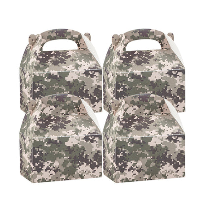 Bio Tek Camouflage Paper Gable Box / Take Out Container - Compostable - 6" x 3 1/2" x 3 1/2" - 100 count box