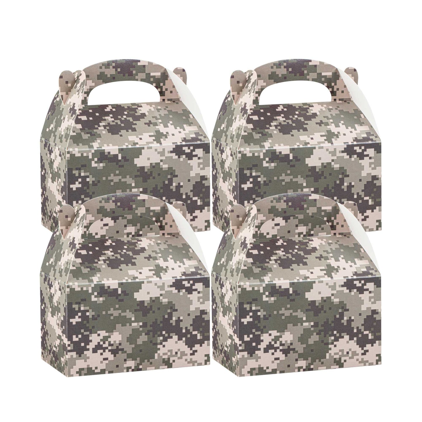Bio Tek Camouflage Paper Gable Box / Take Out Container - Compostable - 6" x 3 1/2" x 3 1/2" - 25 count box