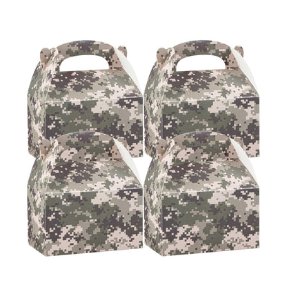Bio Tek Camouflage Paper Gable Box / Take Out Container - Compostable - 6" x 3 1/2" x 3 1/2" - 25 count box