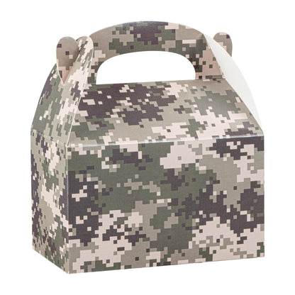 Bio Tek Camouflage Paper Gable Box / Take Out Container - Compostable - 6" x 3 1/2" x 3 1/2" - 100 count box