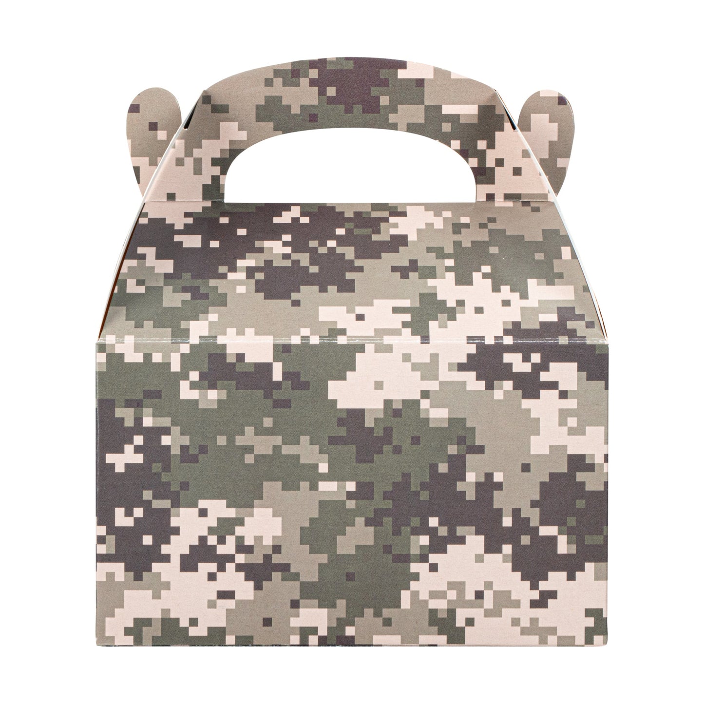Bio Tek Camouflage Paper Gable Box / Take Out Container - Compostable - 6" x 3 1/2" x 3 1/2" - 100 count box