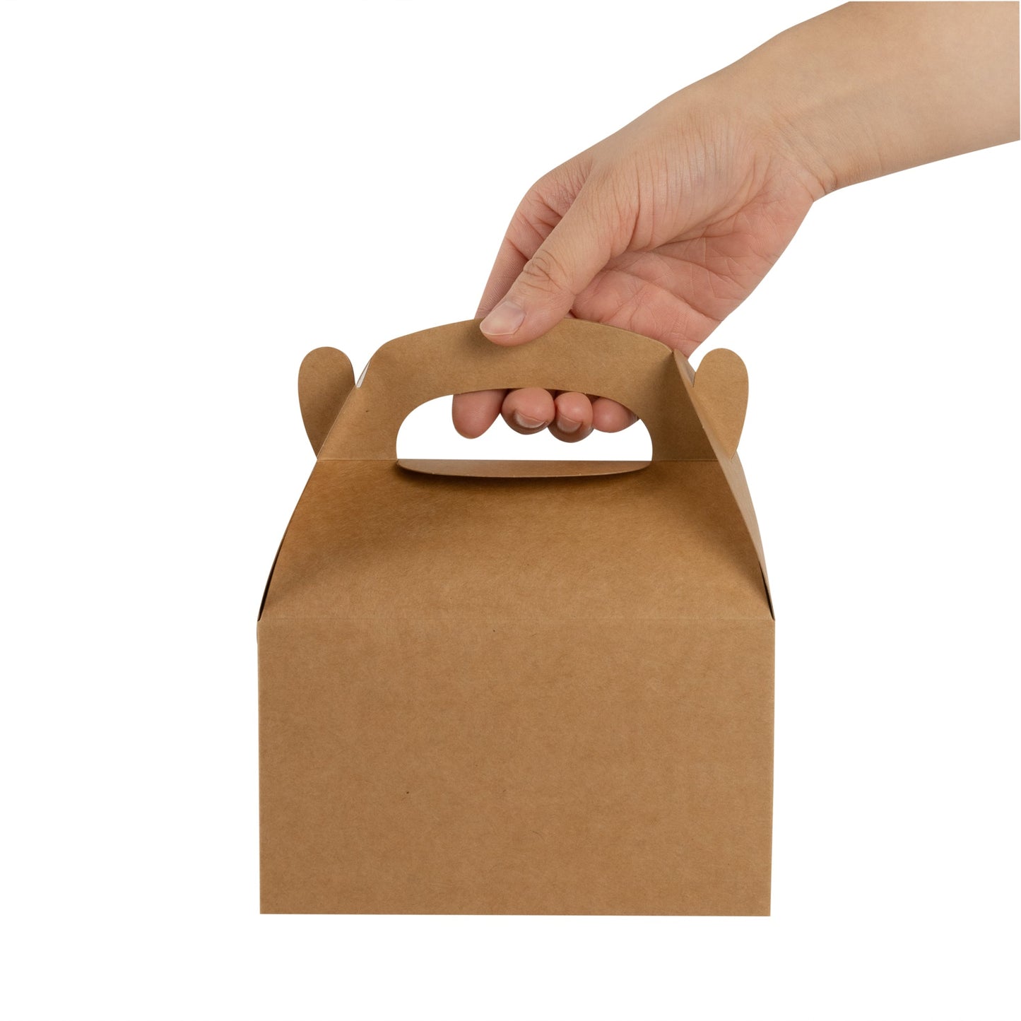 Bio Tek Kraft Paper Gable Box / Take Out Container - Greaseproof - 6" x 3 1/2" x 3 1/2" - 25 count box