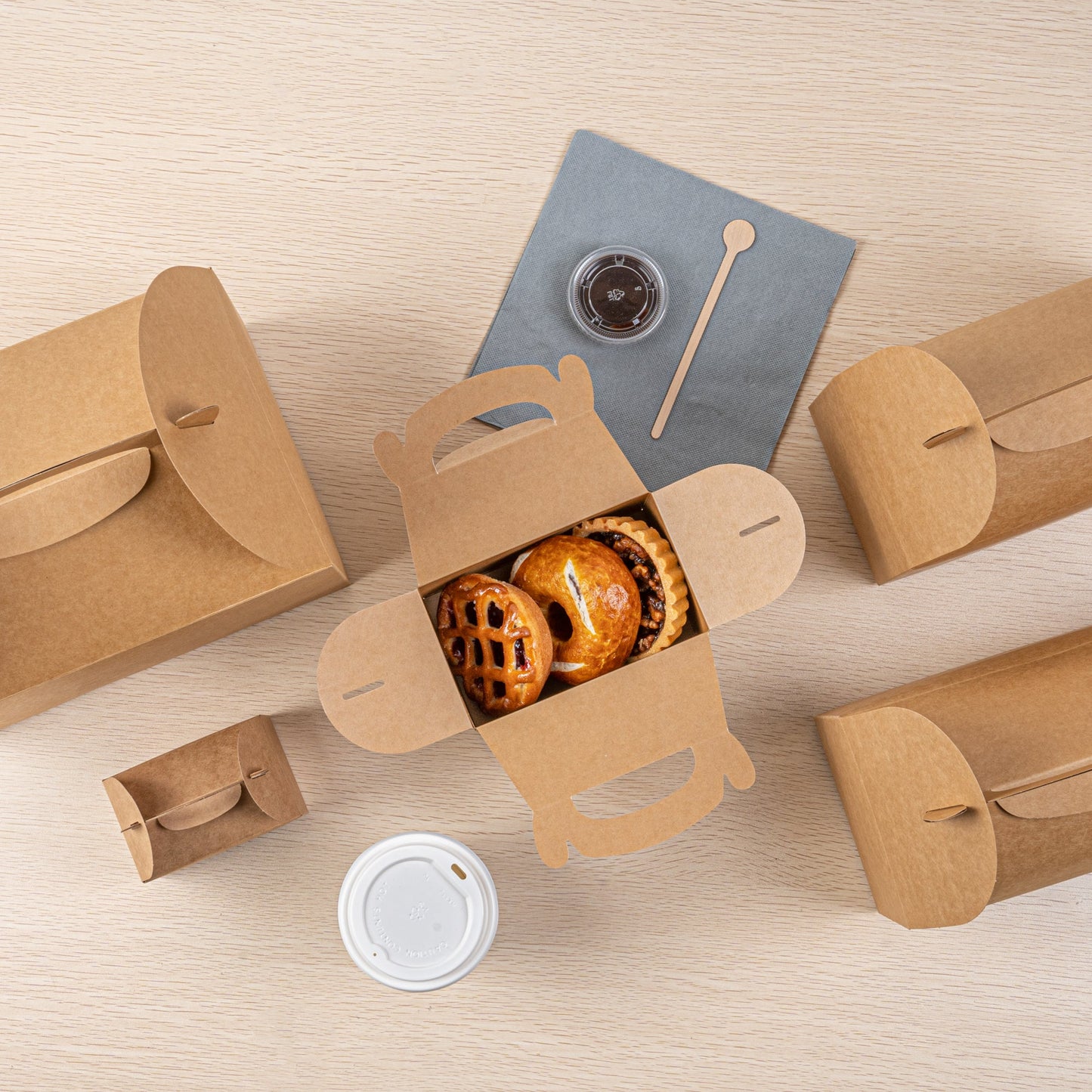 Bio Tek Kraft Paper Gable Box / Take Out Container - Greaseproof - 6" x 3 1/2" x 3 1/2" - 25 count box