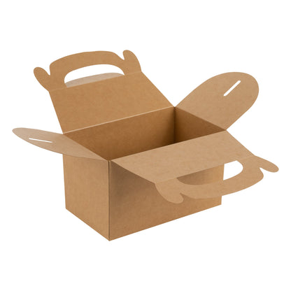 Bio Tek Kraft Paper Gable Box / Take Out Container - Greaseproof - 6" x 3 1/2" x 3 1/2" - 100 count box
