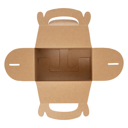 Bio Tek Kraft Paper Gable Box / Take Out Container - Greaseproof - 6" x 3 1/2" x 3 1/2" - 100 count box