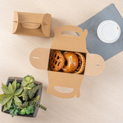 Bio Tek Kraft Paper Gable Box / Take Out Container - Greaseproof - 6" x 3 1/2" x 3 1/2" - 100 count box
