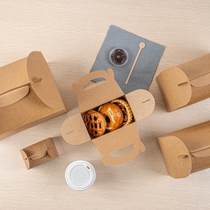 Bio Tek Kraft Paper Gable Box / Take Out Container - Greaseproof - 6" x 3 1/2" x 3 1/2" - 100 count box