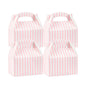 Bio Tek Pink & White Stripe Paper Gable Box / Take Out Container - Compostable - 6" x 3 1/2" x 3 1/2" - 25 count box