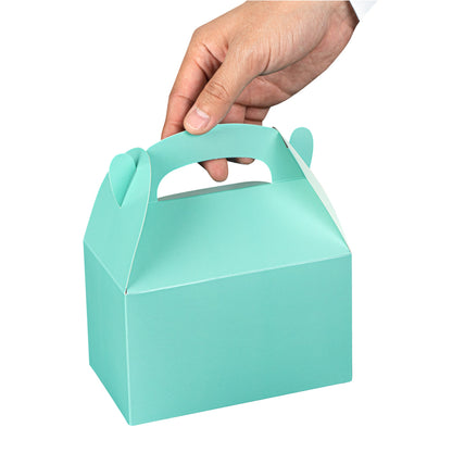 Bio Tek Turquoise Paper Gable Box / Take Out Container - Compostable - 6" x 3 1/2" x 3 1/2" - 100 count box
