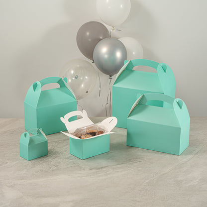 Bio Tek Turquoise Paper Gable Box / Take Out Container - Compostable - 6" x 3 1/2" x 3 1/2" - 100 count box