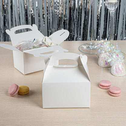 Bio Tek White Paper Gable Box / Take Out Container - Greaseproof - 6" x 3 1/2" x 3 1/2" - 25 count box