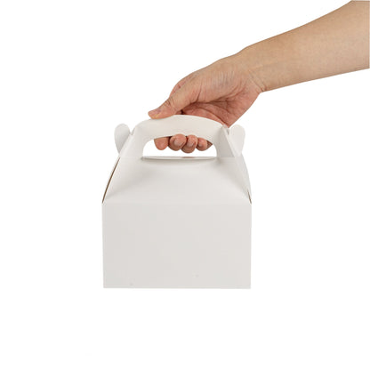 Bio Tek White Paper Gable Box / Take Out Container - Greaseproof - 6" x 3 1/2" x 3 1/2" - 100 count box