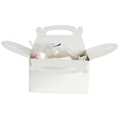 Bio Tek White Paper Gable Box / Take Out Container - Greaseproof - 6" x 3 1/2" x 3 1/2" - 100 count box