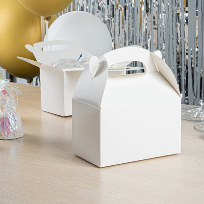 Bio Tek White Paper Gable Box / Take Out Container - Greaseproof - 6" x 3 1/2" x 3 1/2" - 100 count box