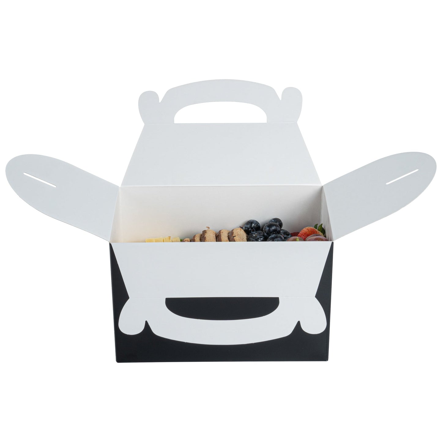 Bio Tek Black Paper Gable Box / Take Out Container - Greaseproof - 8 1/2" x 4 3/4" x 5 1/2" - 25 count box