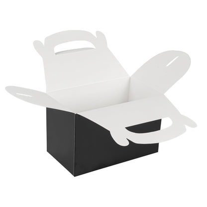 Bio Tek Black Paper Gable Box / Take Out Container - Greaseproof - 8 1/2" x 4 3/4" x 5 1/2" - 25 count box