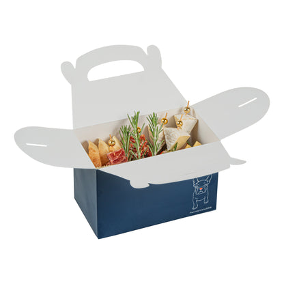 Bio Tek Frenchie Paper Gable Box / Take Out Container - Compostable - 8 1/2" x 4 3/4" x 5 1/2" - 25 count box