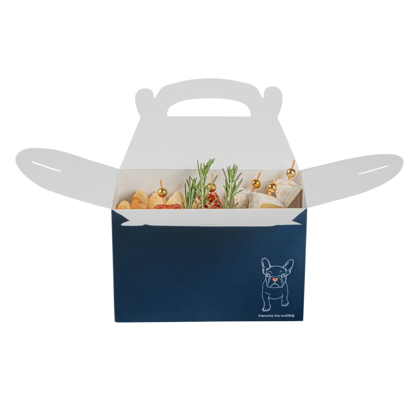 Bio Tek Frenchie Paper Gable Box / Take Out Container - Compostable - 8 1/2" x 4 3/4" x 5 1/2" - 25 count box