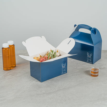Bio Tek Frenchie Paper Gable Box / Take Out Container - Compostable - 8 1/2" x 4 3/4" x 5 1/2" - 25 count box