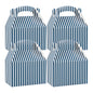 Bio Tek Blue & White Stripe Paper Gable Box / Take Out Container - Compostable - 8 1/2" x 4 3/4" x 5 1/2" - 25 count box
