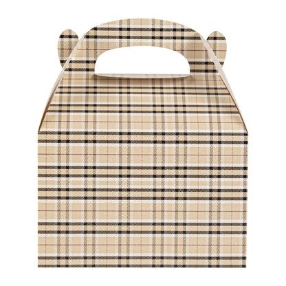 Bio Tek Plaid Paper Gable Box / Take Out Container - Compostable - 8 1/2" x 4 3/4" x 5 1/2" - 25 count box