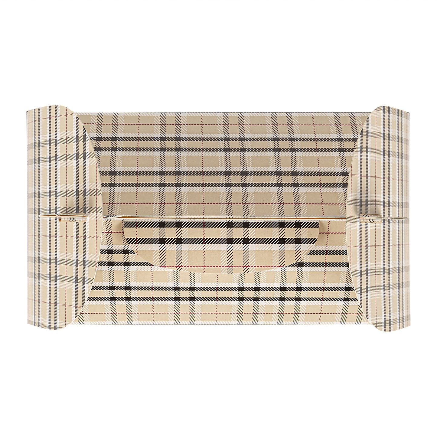 Bio Tek Plaid Paper Gable Box / Take Out Container - Compostable - 8 1/2" x 4 3/4" x 5 1/2" - 25 count box