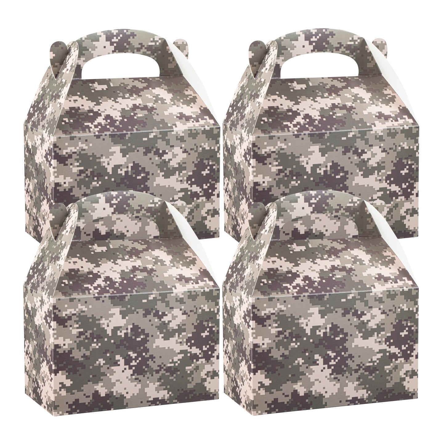 Bio Tek Camouflage Paper Gable Box / Take Out Container - Compostable - 8 1/2" x 4 3/4" x 5 1/2" - 100 count box