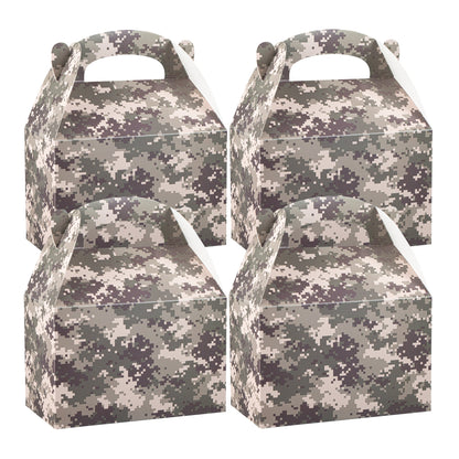 Bio Tek Camouflage Paper Gable Box / Take Out Container - Compostable - 8 1/2" x 4 3/4" x 5 1/2" - 100 count box