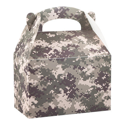 Bio Tek Camouflage Paper Gable Box / Take Out Container - Compostable - 8 1/2" x 4 3/4" x 5 1/2" - 25 count box