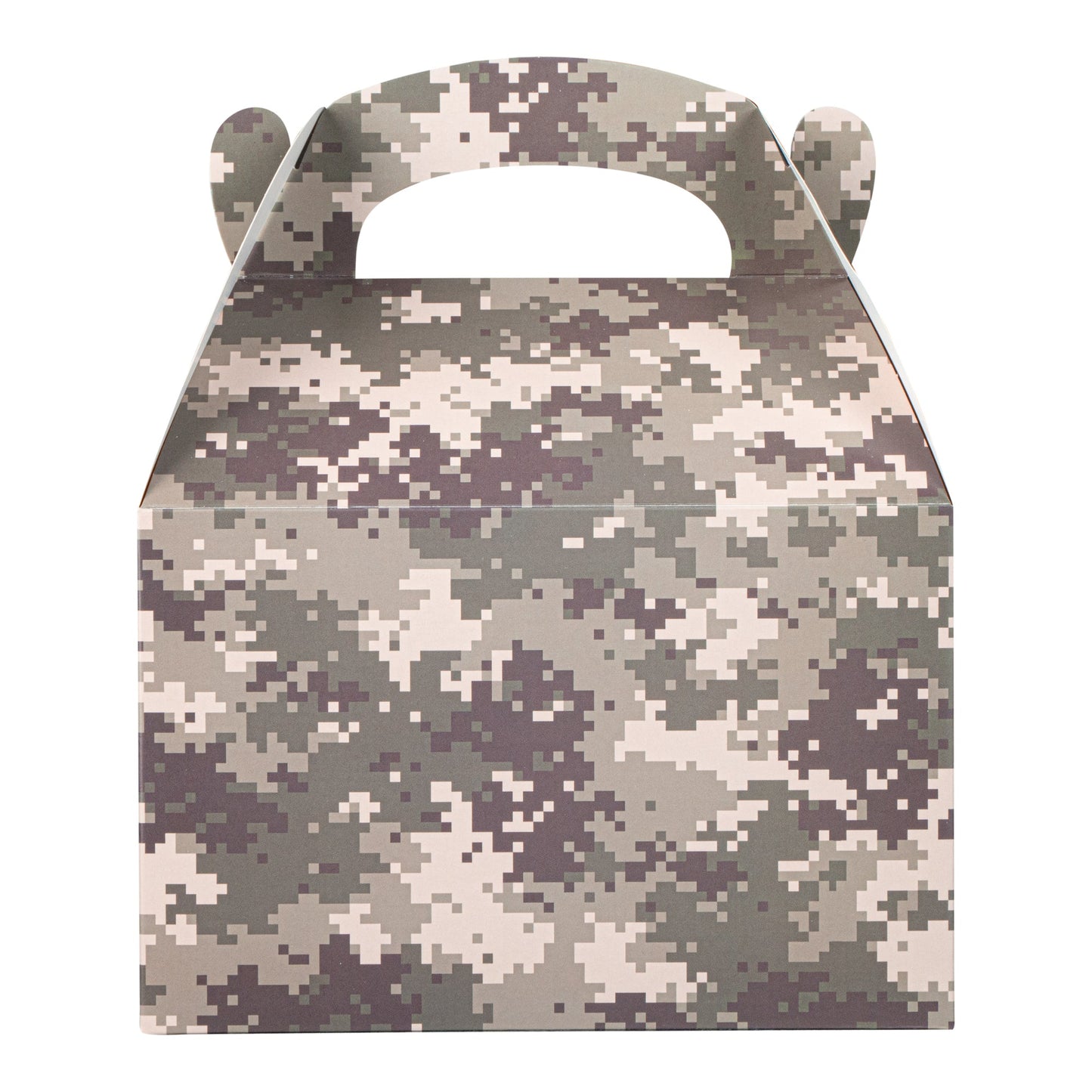 Bio Tek Camouflage Paper Gable Box / Take Out Container - Compostable - 8 1/2" x 4 3/4" x 5 1/2" - 25 count box