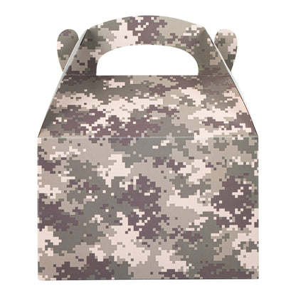 Bio Tek Camouflage Paper Gable Box / Take Out Container - Compostable - 8 1/2" x 4 3/4" x 5 1/2" - 25 count box