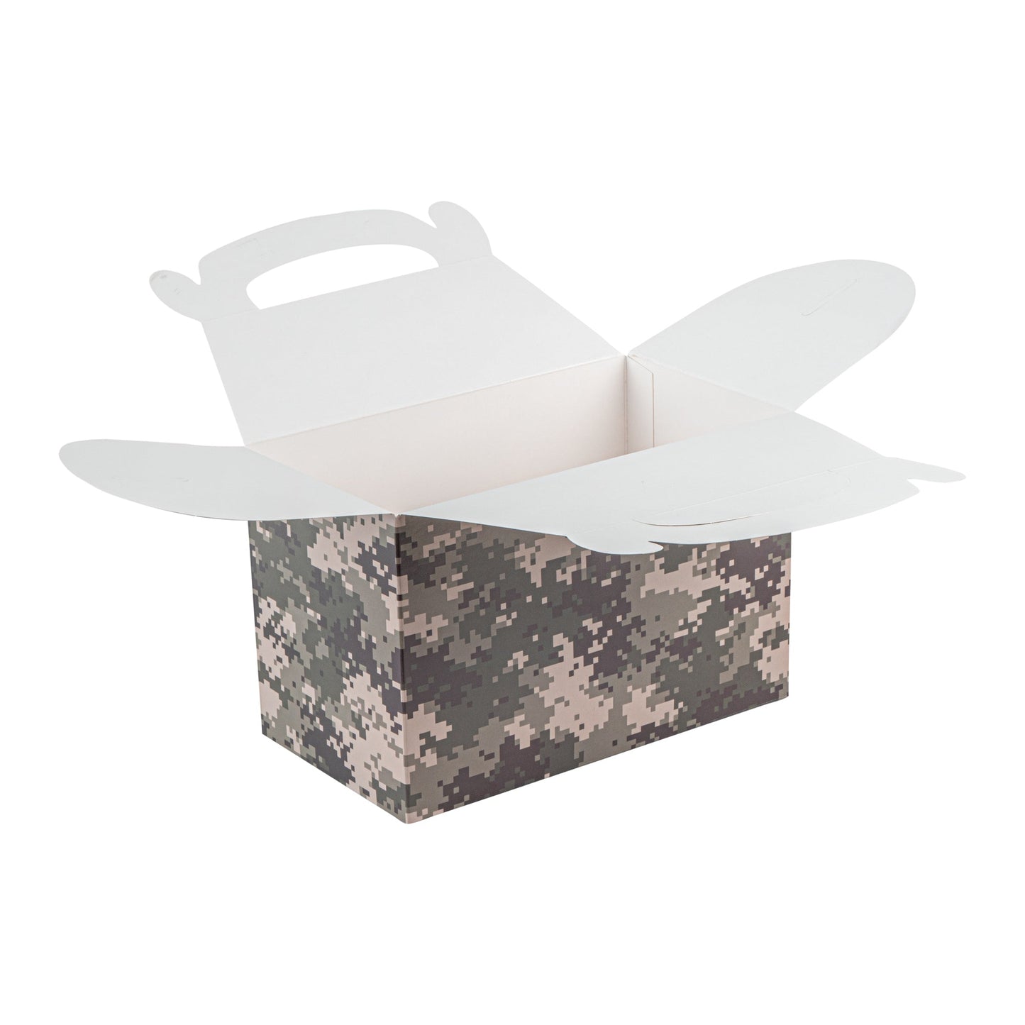 Bio Tek Camouflage Paper Gable Box / Take Out Container - Compostable - 8 1/2" x 4 3/4" x 5 1/2" - 25 count box