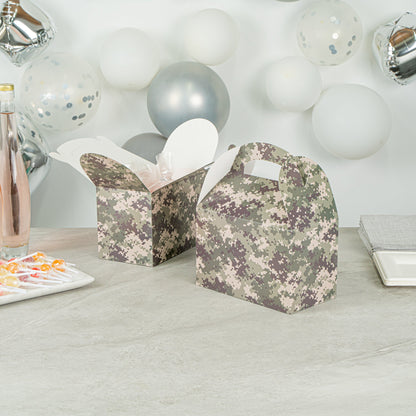 Bio Tek Camouflage Paper Gable Box / Take Out Container - Compostable - 8 1/2" x 4 3/4" x 5 1/2" - 100 count box