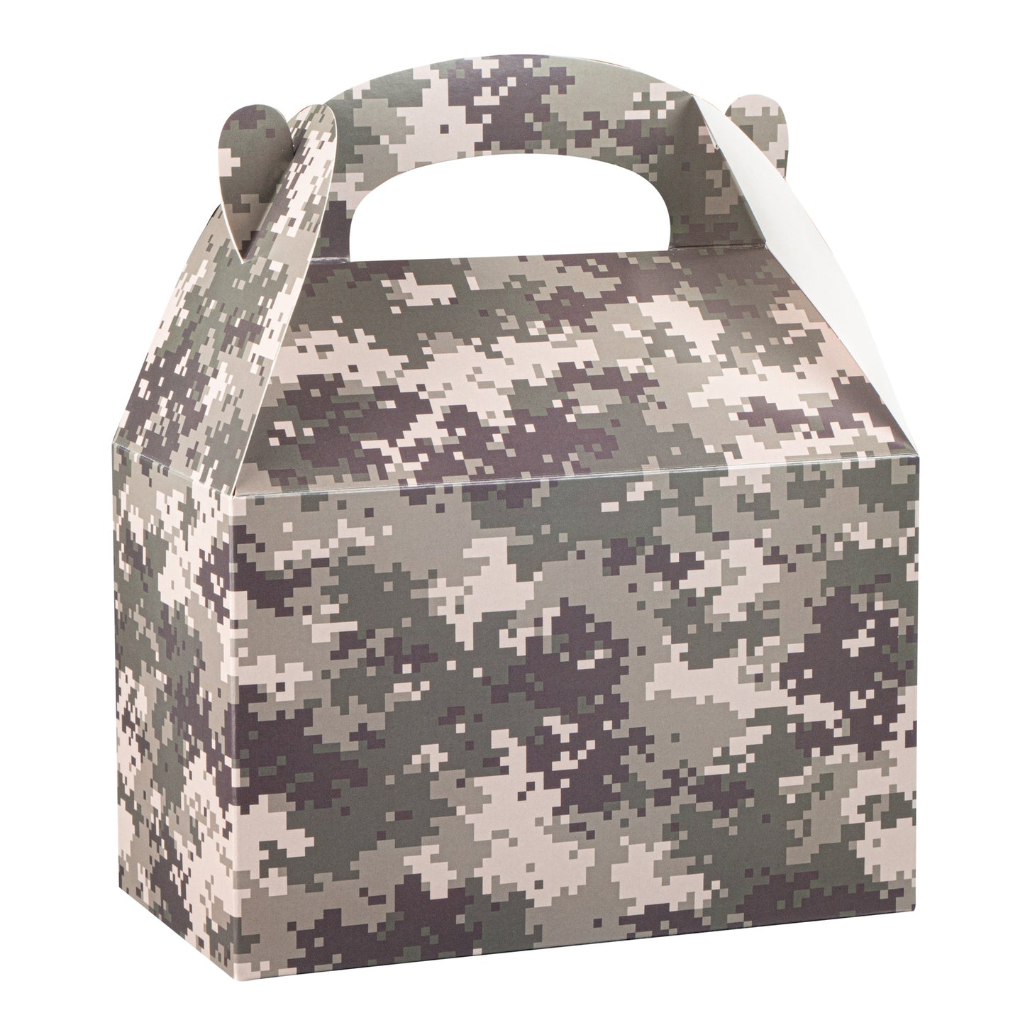 Bio Tek Camouflage Paper Gable Box / Take Out Container - Compostable - 8 1/2" x 4 3/4" x 5 1/2" - 100 count box