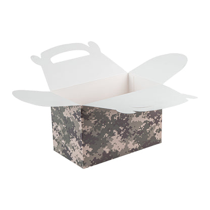 Bio Tek Camouflage Paper Gable Box / Take Out Container - Compostable - 8 1/2" x 4 3/4" x 5 1/2" - 100 count box