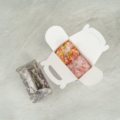 Bio Tek Camouflage Paper Gable Box / Take Out Container - Compostable - 8 1/2" x 4 3/4" x 5 1/2" - 100 count box