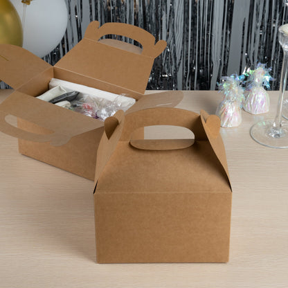 Bio Tek Kraft Paper Gable Box / Take Out Container - Greaseproof - 8 1/2" x 4 3/4" x 5 1/2" - 25 count box
