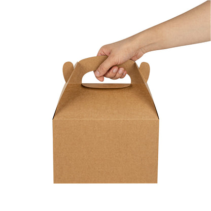 Bio Tek Kraft Paper Gable Box / Take Out Container - Greaseproof - 8 1/2" x 4 3/4" x 5 1/2" - 25 count box