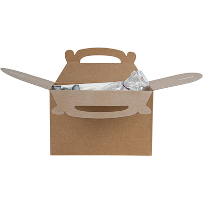 Bio Tek Kraft Paper Gable Box / Take Out Container - Greaseproof - 8 1/2" x 4 3/4" x 5 1/2" - 25 count box
