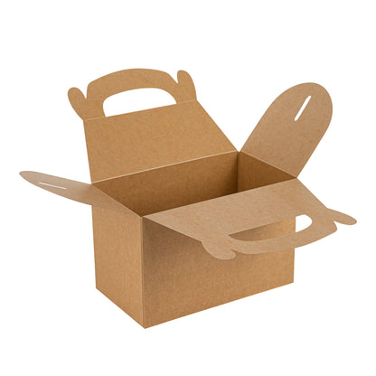 Bio Tek Kraft Paper Gable Box / Take Out Container - Greaseproof - 8 1/2" x 4 3/4" x 5 1/2" - 25 count box