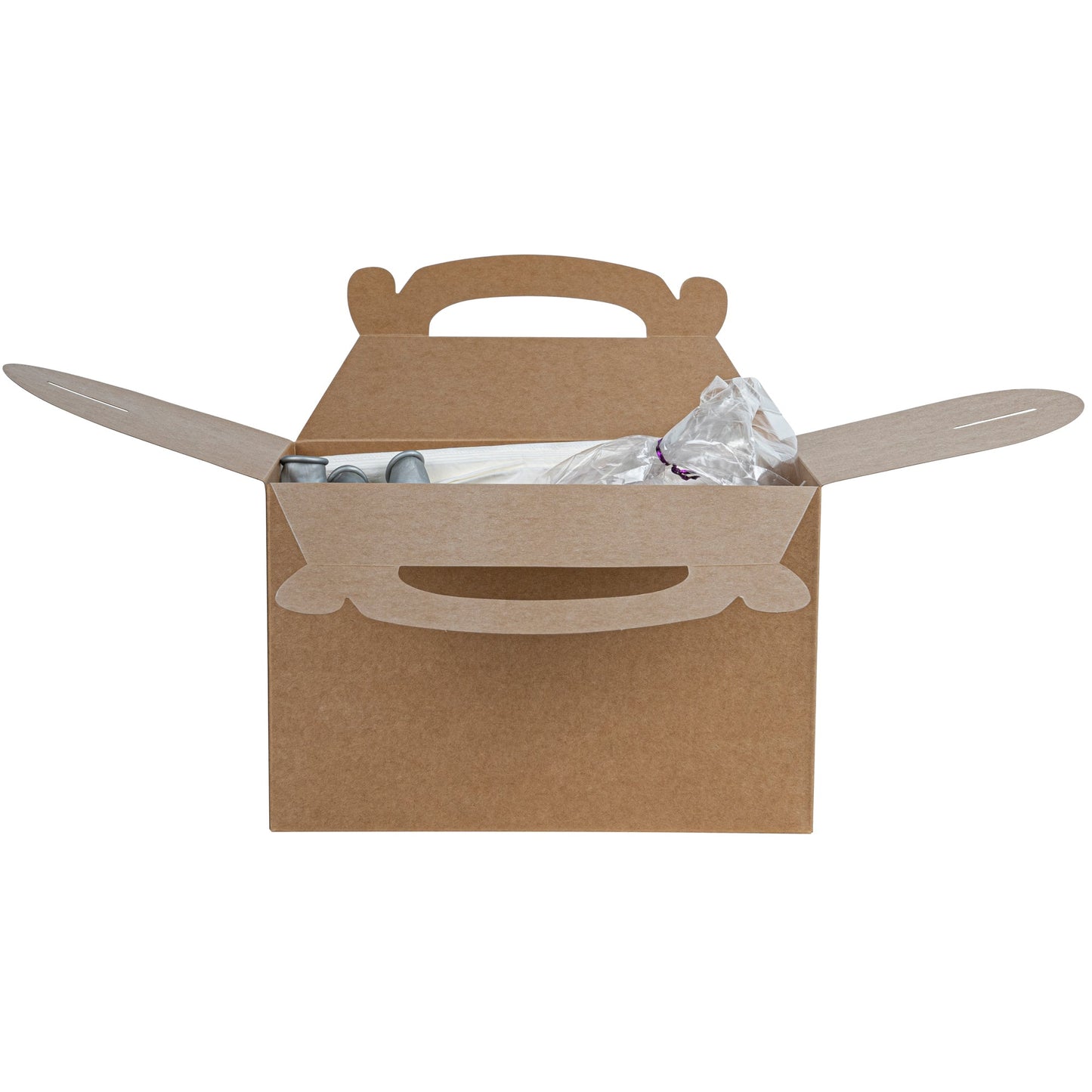 Bio Tek Kraft Paper Gable Box / Take Out Container - Greaseproof - 8 1/2" x 4 3/4" x 5 1/2" - 100 count box