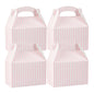 Bio Tek Pink & White Stripe Paper Gable Box / Take Out Container - Compostable - 8 1/2" x 4 3/4" x 5 1/2" - 100 count box