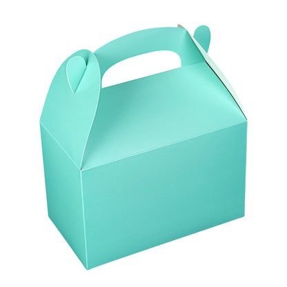 Bio Tek Turquoise Paper Gable Box / Take Out Container - Compostable - 8 1/2" x 4 3/4" x 5 1/2" - 25 count box