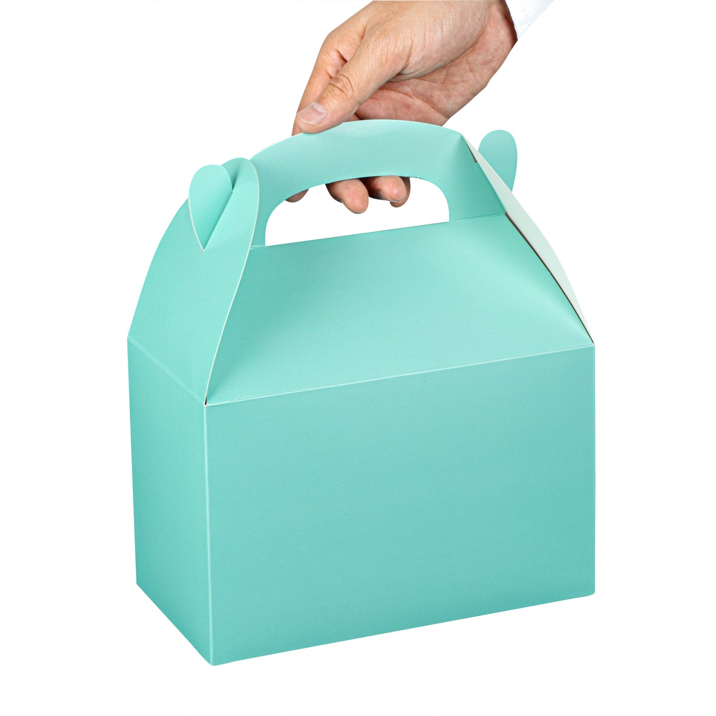 Bio Tek Turquoise Paper Gable Box / Take Out Container - Compostable - 8 1/2" x 4 3/4" x 5 1/2" - 25 count box