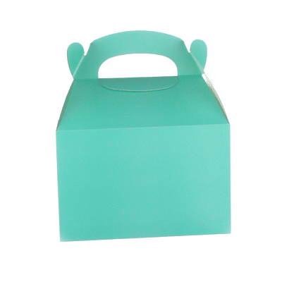 Bio Tek Turquoise Paper Gable Box / Take Out Container - Compostable - 8 1/2" x 4 3/4" x 5 1/2" - 25 count box
