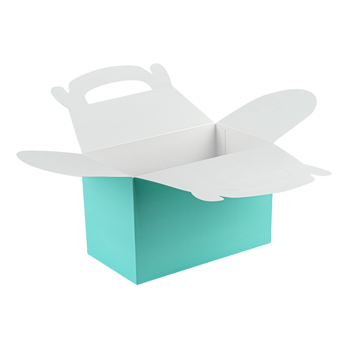 Bio Tek Turquoise Paper Gable Box / Take Out Container - Compostable - 8 1/2" x 4 3/4" x 5 1/2" - 25 count box