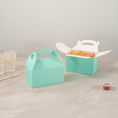 Bio Tek Turquoise Paper Gable Box / Take Out Container - Compostable - 8 1/2" x 4 3/4" x 5 1/2" - 100 count box