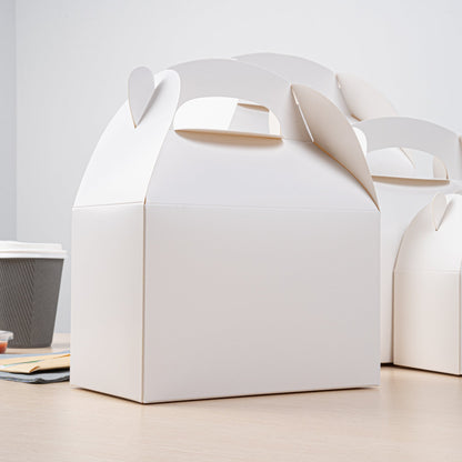 Bio Tek White Paper Gable Box / Take Out Container - Greaseproof - 8 1/2" x 4 3/4" x 5 1/2" - 100 count box