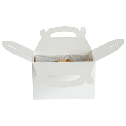 Bio Tek White Paper Gable Box / Take Out Container - Greaseproof - 8 1/2" x 4 3/4" x 5 1/2" - 100 count box